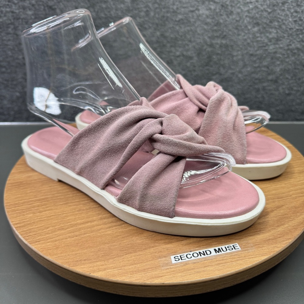 UO Urban Outfitters Pink Suede Knot Slide Sandals Casual Flat Shoes Women's Sz 6